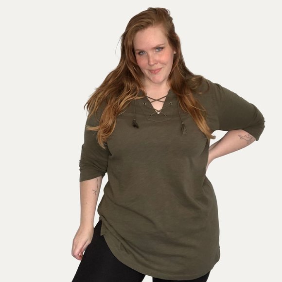 Boden Dresses & Skirts - Boden Green Lace Up Dress 3/4 Sleeve Plus Size 18